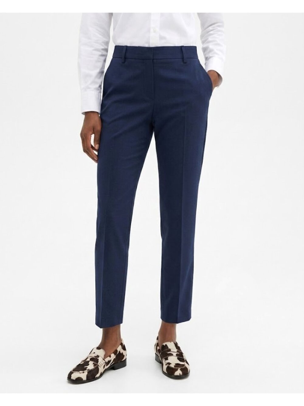 NWT Theory Treeca in Nocturne Navy Blue Traceable Wool Stretch Crop Pants 4